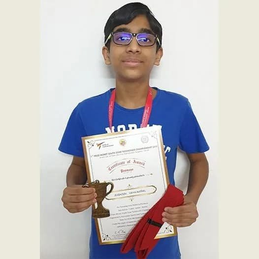 Avinish Venugopal – 1st place in South Zone Taekwondo Championship ...