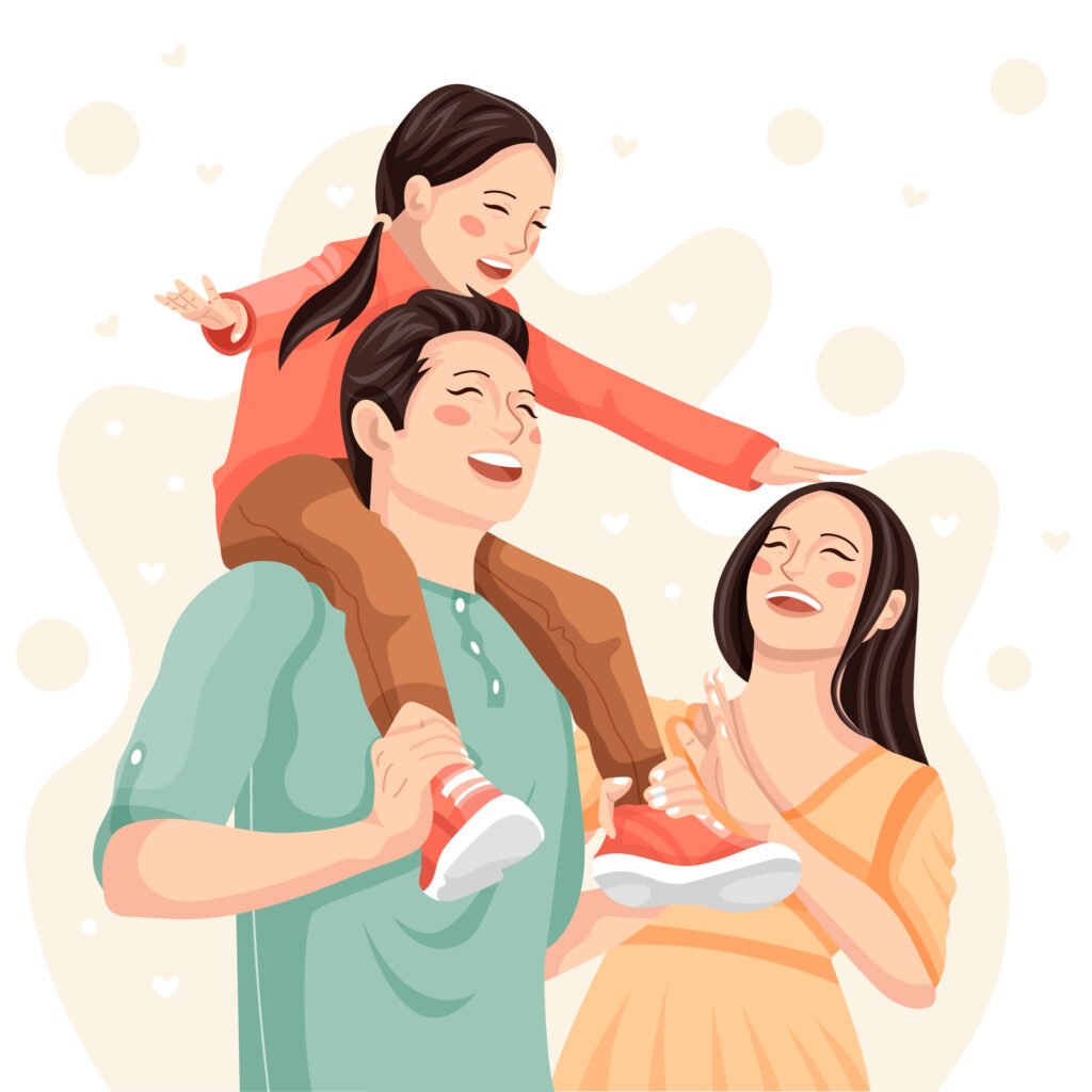 Illustration of family with kids 