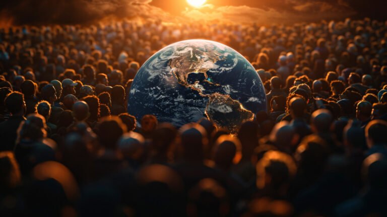 image of globe with people