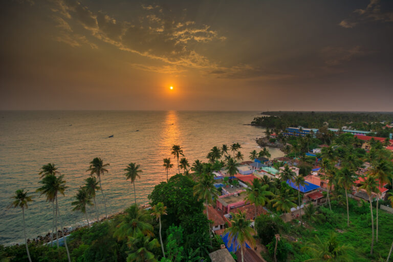 High Angle View Sea Against Sky Sunset