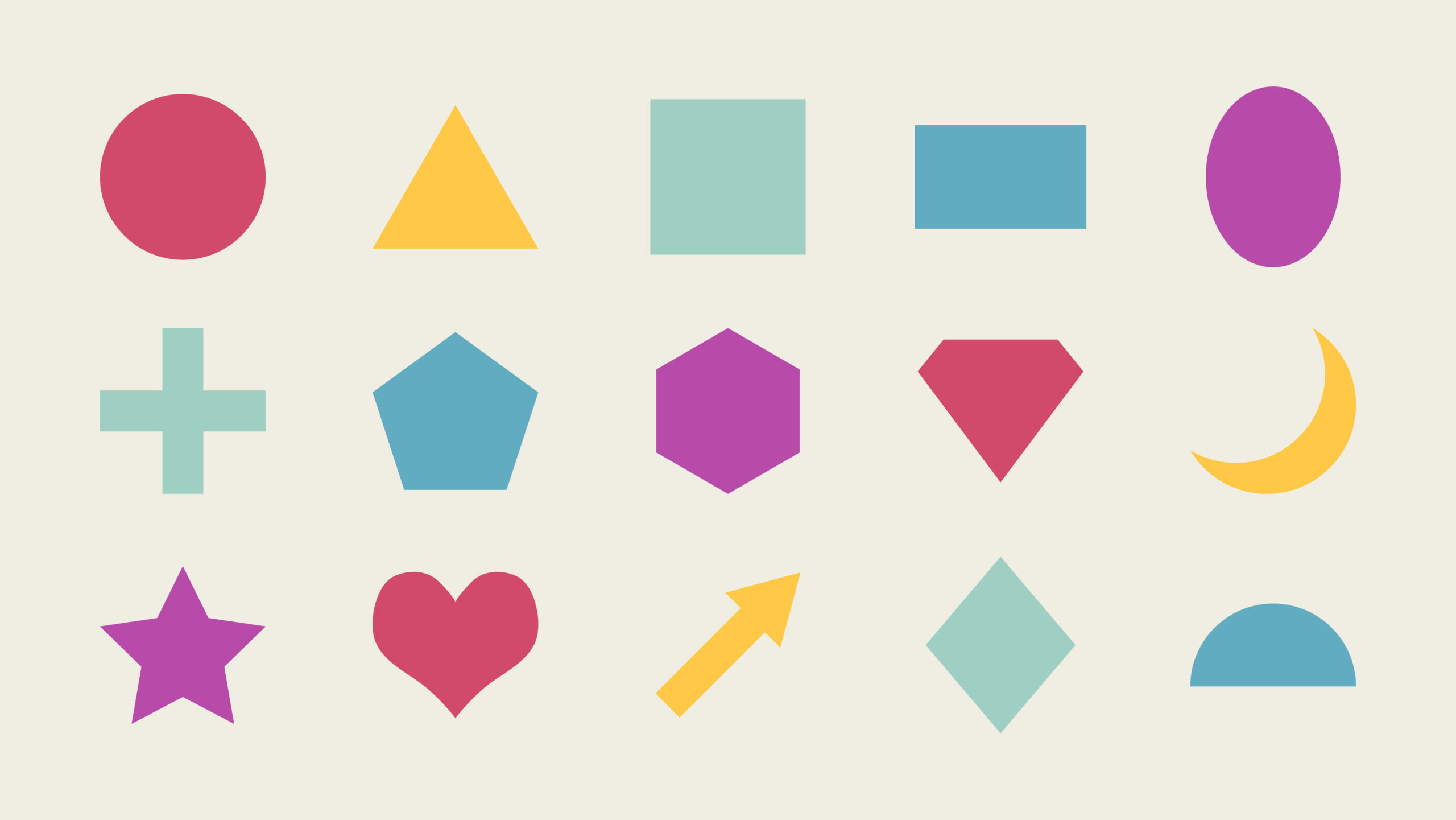 Colorful flat geometric shapes set vector