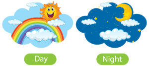 Opposite words with day and night